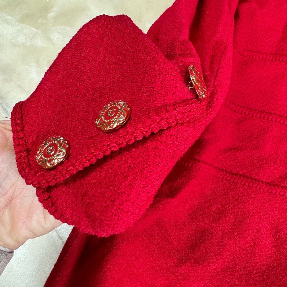 St. John Red Zip-Front Knit Jacket - Picture 5 of 11